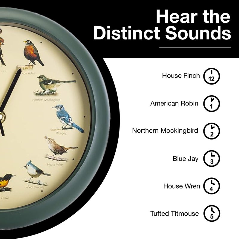 Mark Feldstein & Associates Mark Feldstein, The Original Singing Bird Clock, 8 Inch, Green - Image 5